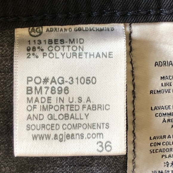 AG Adriano Goldschmied The MATCHBOX Slim Straight Black Denim Jeans Size 36 - Picture 7 of 13